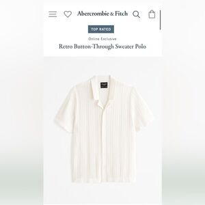 New with Tags! Abercrombie & Fitch Men’s Retro Button-Through Sweater Polo (M)